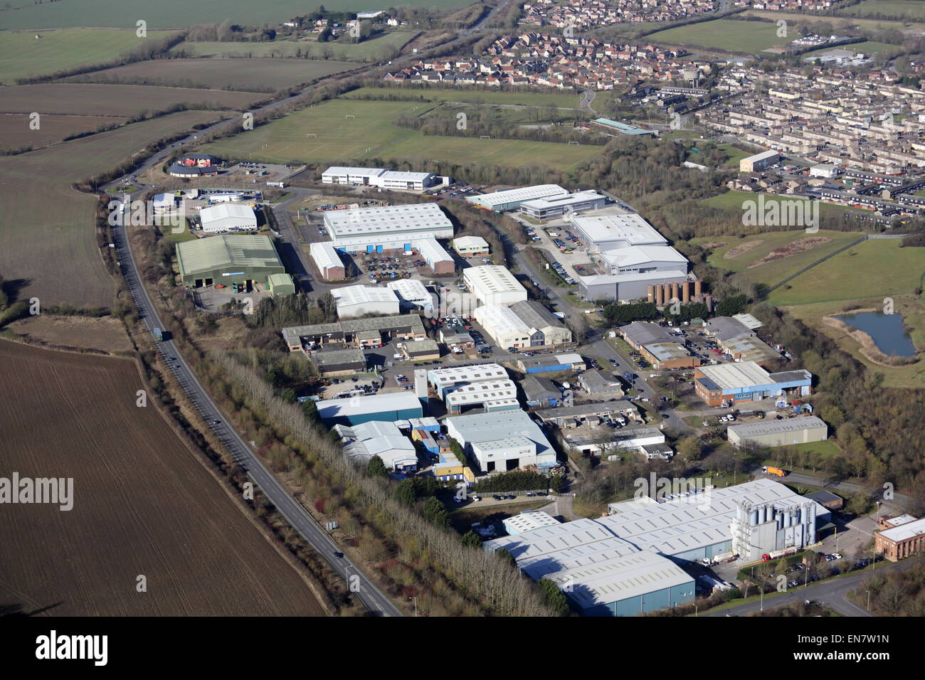 Industrial estate aerial hires stock photography and images Alamy