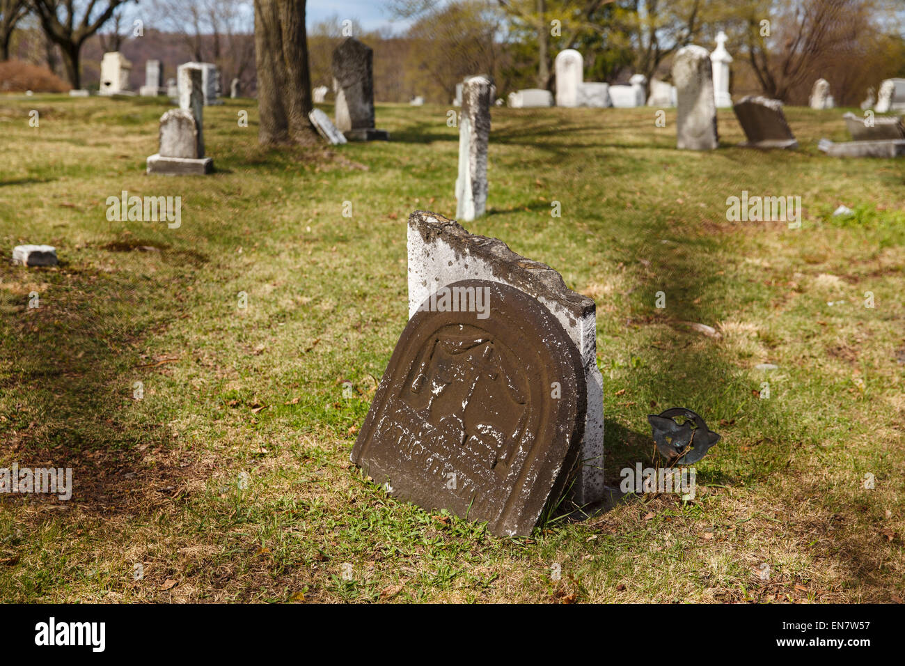 Tombstone in the St. Ignatius Cemetery in Centralia, Pennsylvania where
