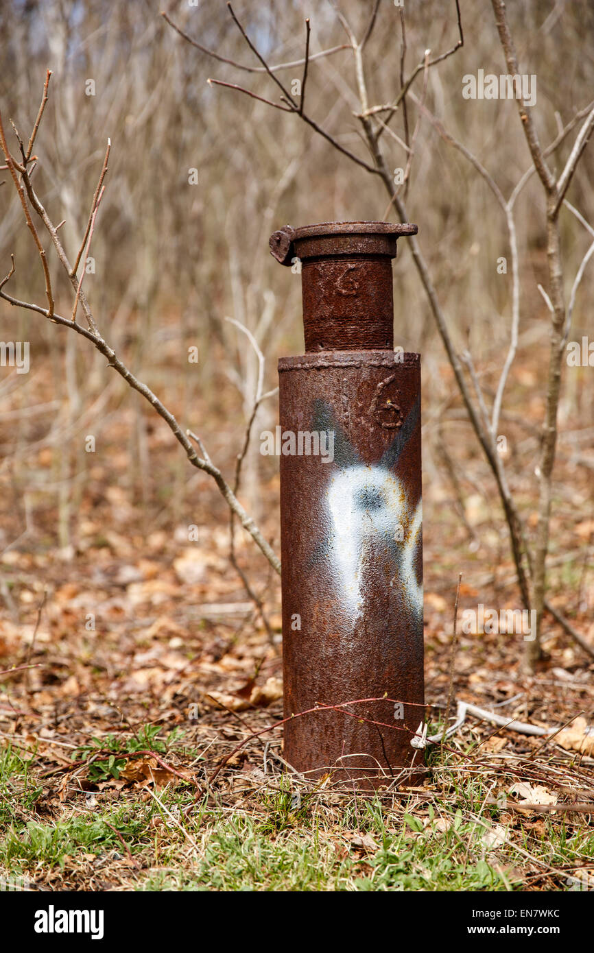 Ventilation pipe in Centralia, Pennsylvania where a mine fire that began in 1962 continues to burn to this day. Stock Photo