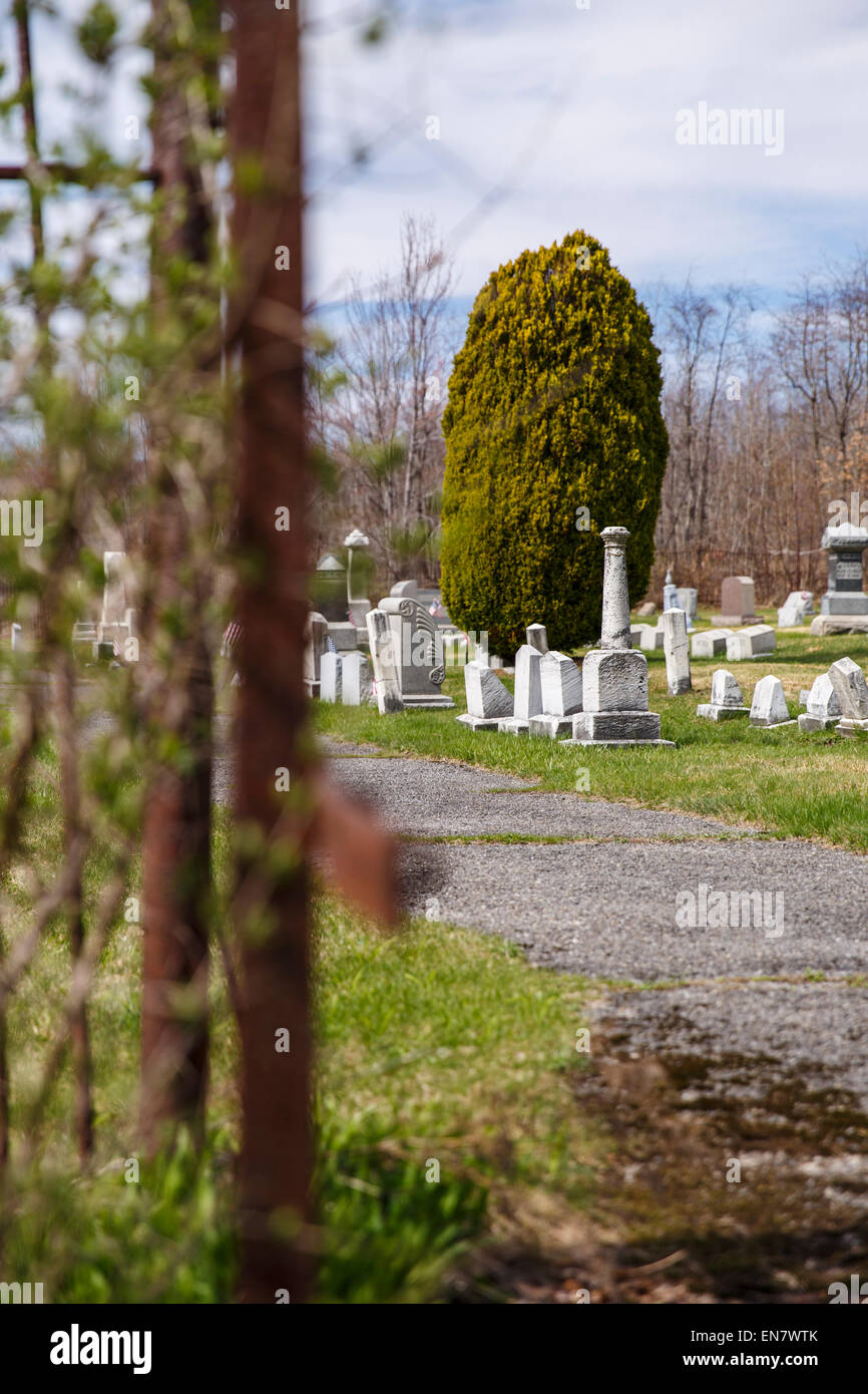 Odd Fellows Cemetery in Centralia, Pennsylvania where a mine fire that began in 1962 continues to burn to this day. Stock Photo
