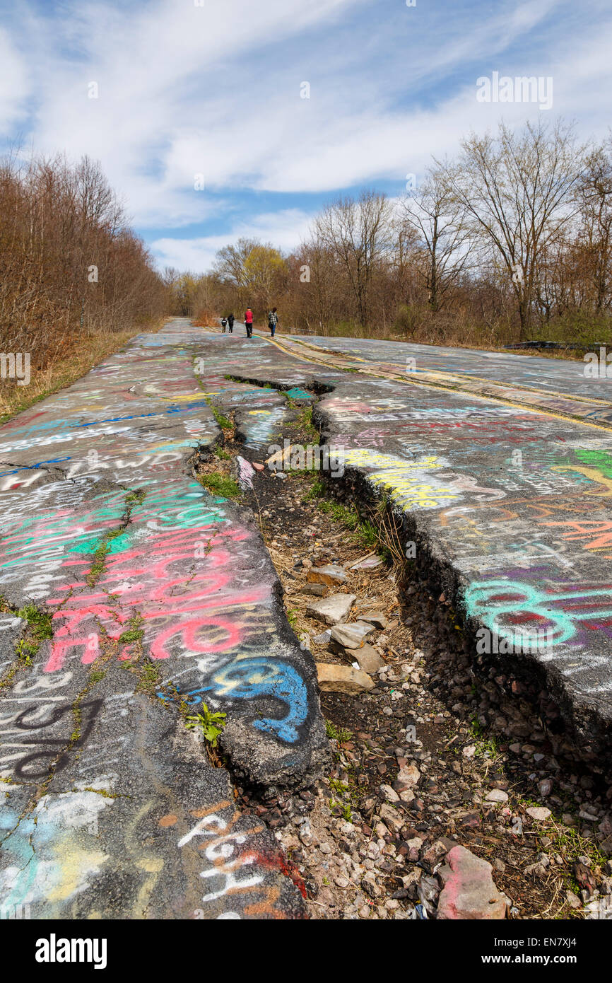 Subsidence Cracks On Route 61 Or Graffiti Highway In Centralia Pa Stock Photo Alamy