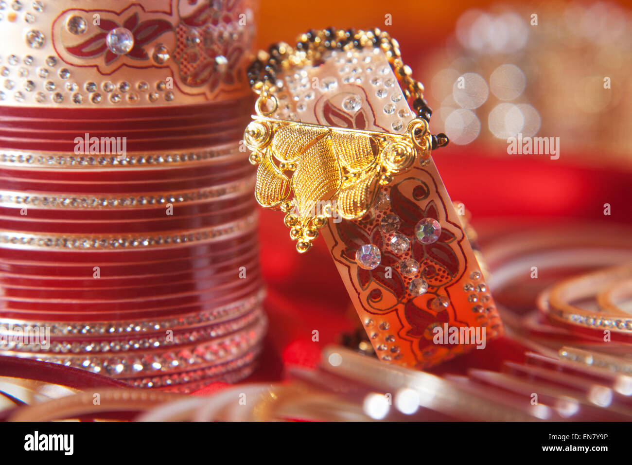 Close-up of a bridal chuda and mangal sutra Stock Photo