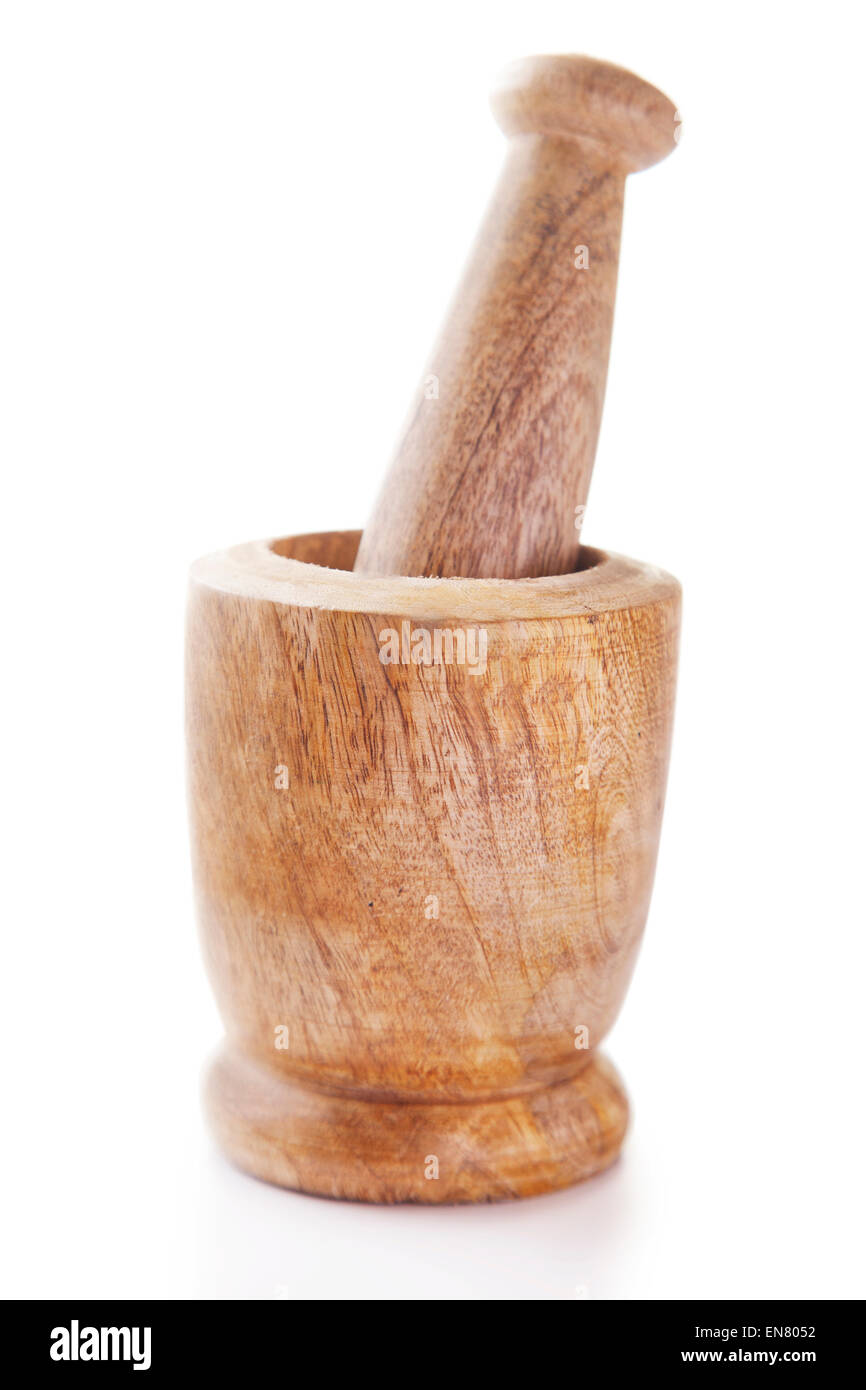 Wooden mortar and pestle Stock Photo Alamy