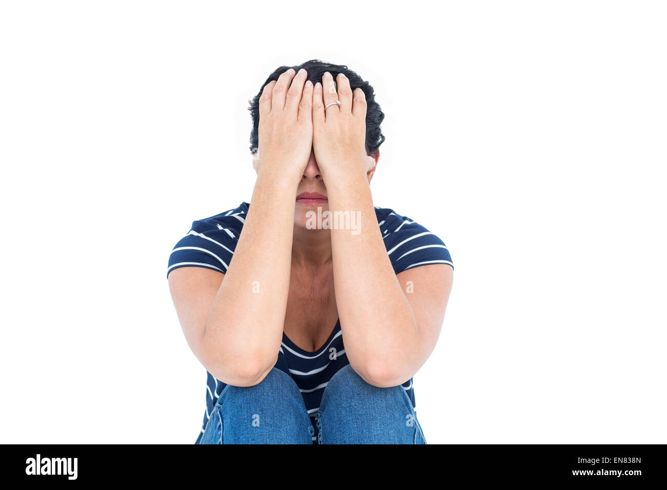 Head in hands woman sad black white hi-res stock photography and images ...