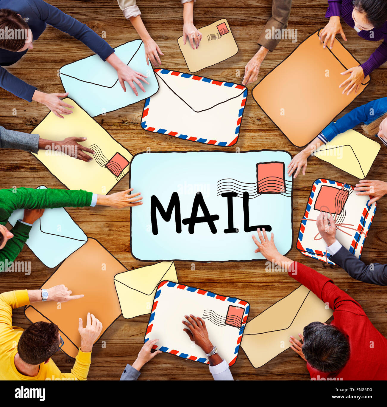 Aerial View of People and E-Mail Concepts Stock Photo