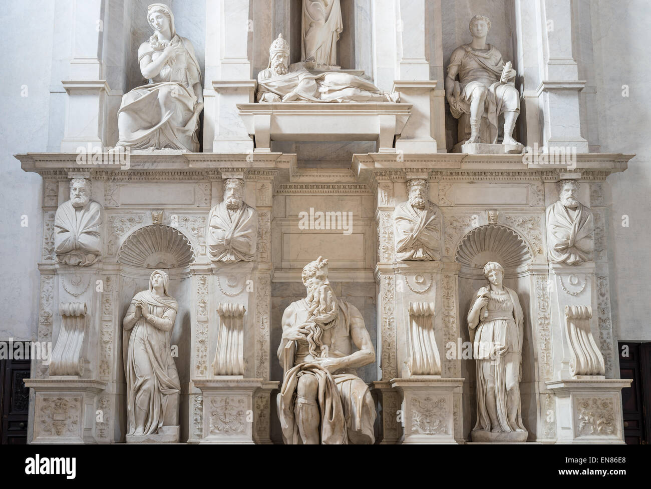 The statue of Moses by Michelangelo, located in San Pietro in Vincoli