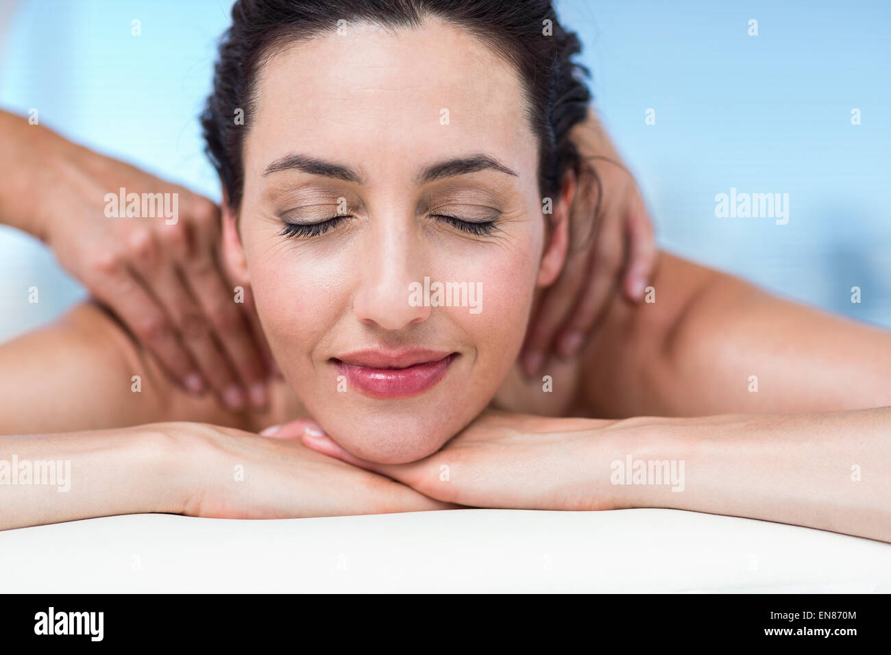 Smiling getting back massage Stock Photo Alamy
