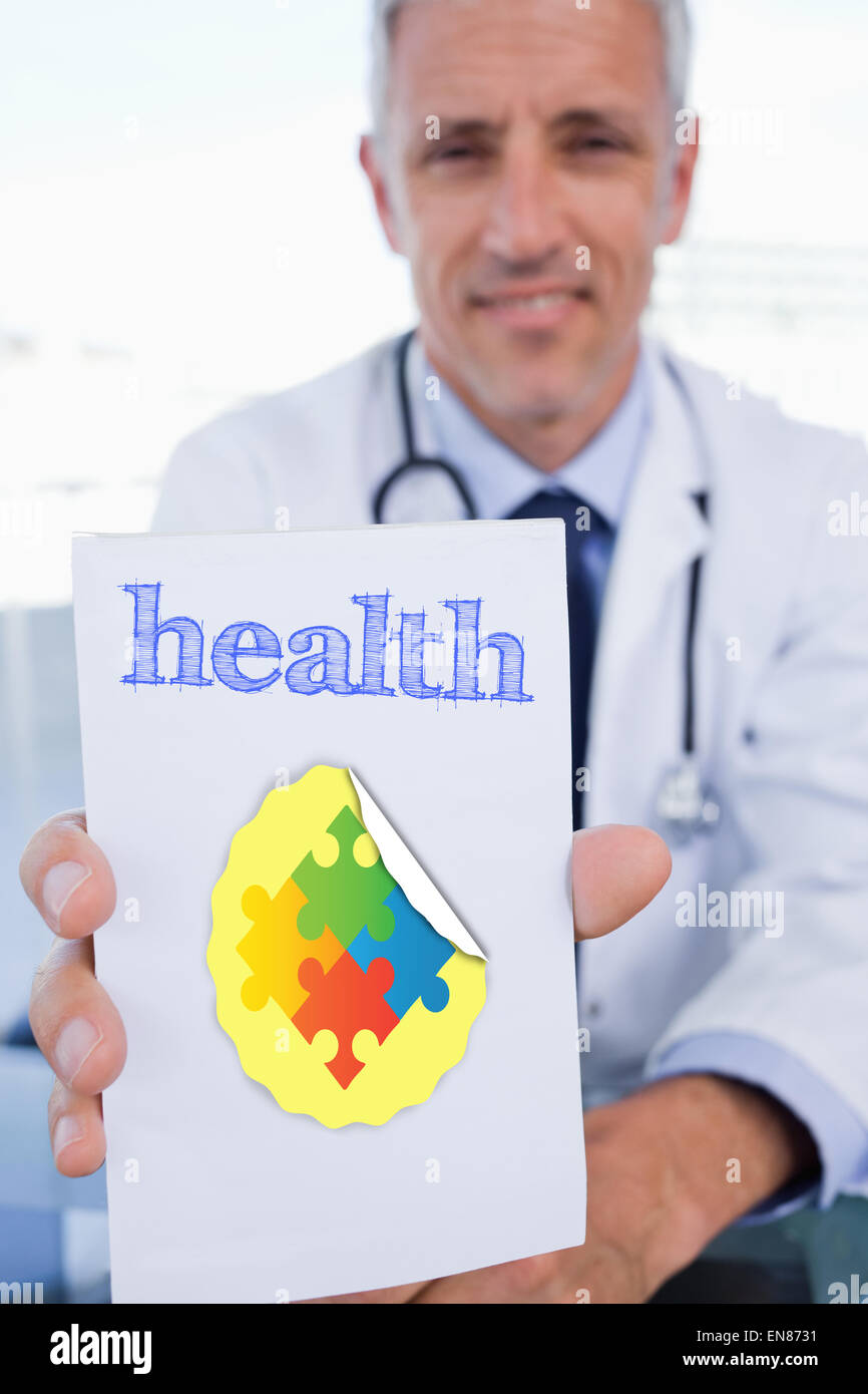 Health against autism awareness jigsaw Stock Photo