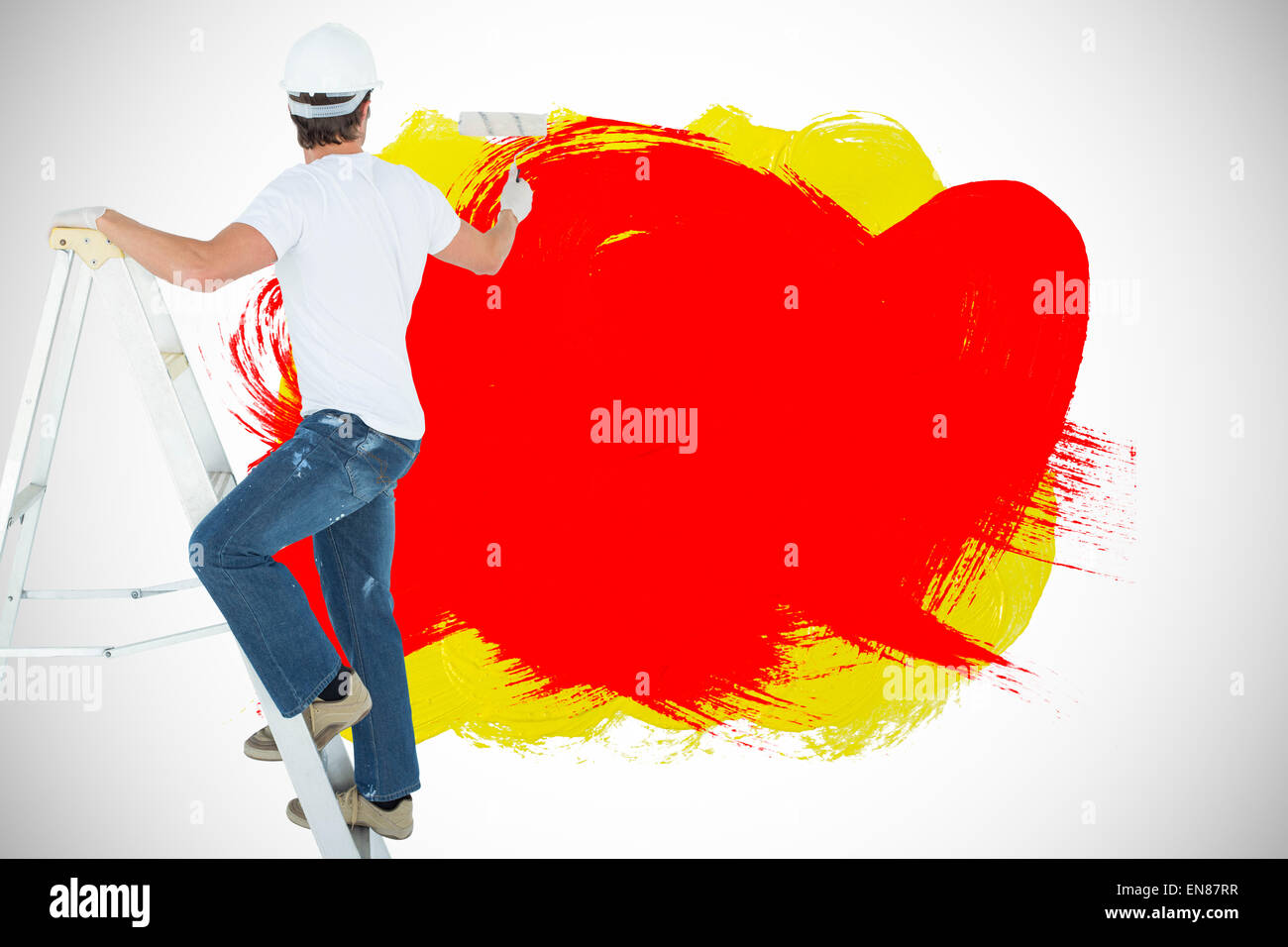 Man on ladder painting hi-res stock photography and images - Alamy