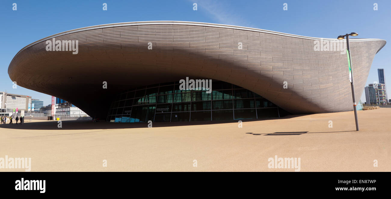 Panoramic image of  the London Aquatics Centre, in the Queen Elizabeth II Olympic Park, Stratford. Stock Photo