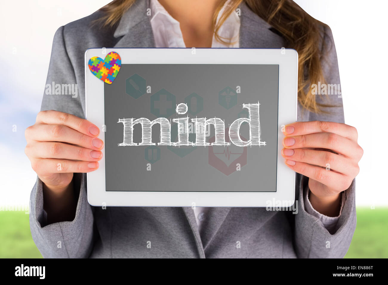Mind against medical icons in hexagons interface menu Stock Photo - Alamy