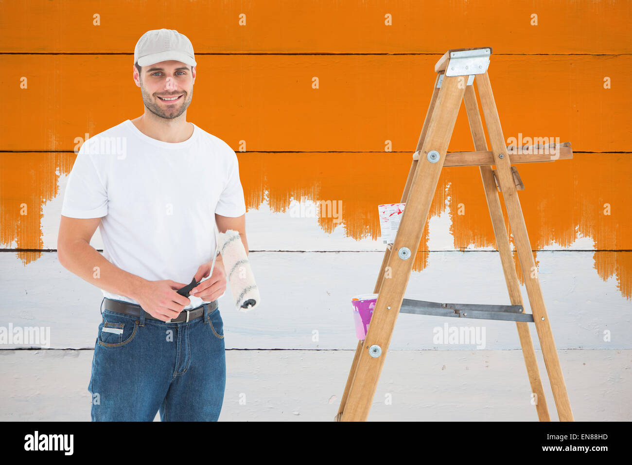 Man holding ladder hi-res stock photography and images - Alamy