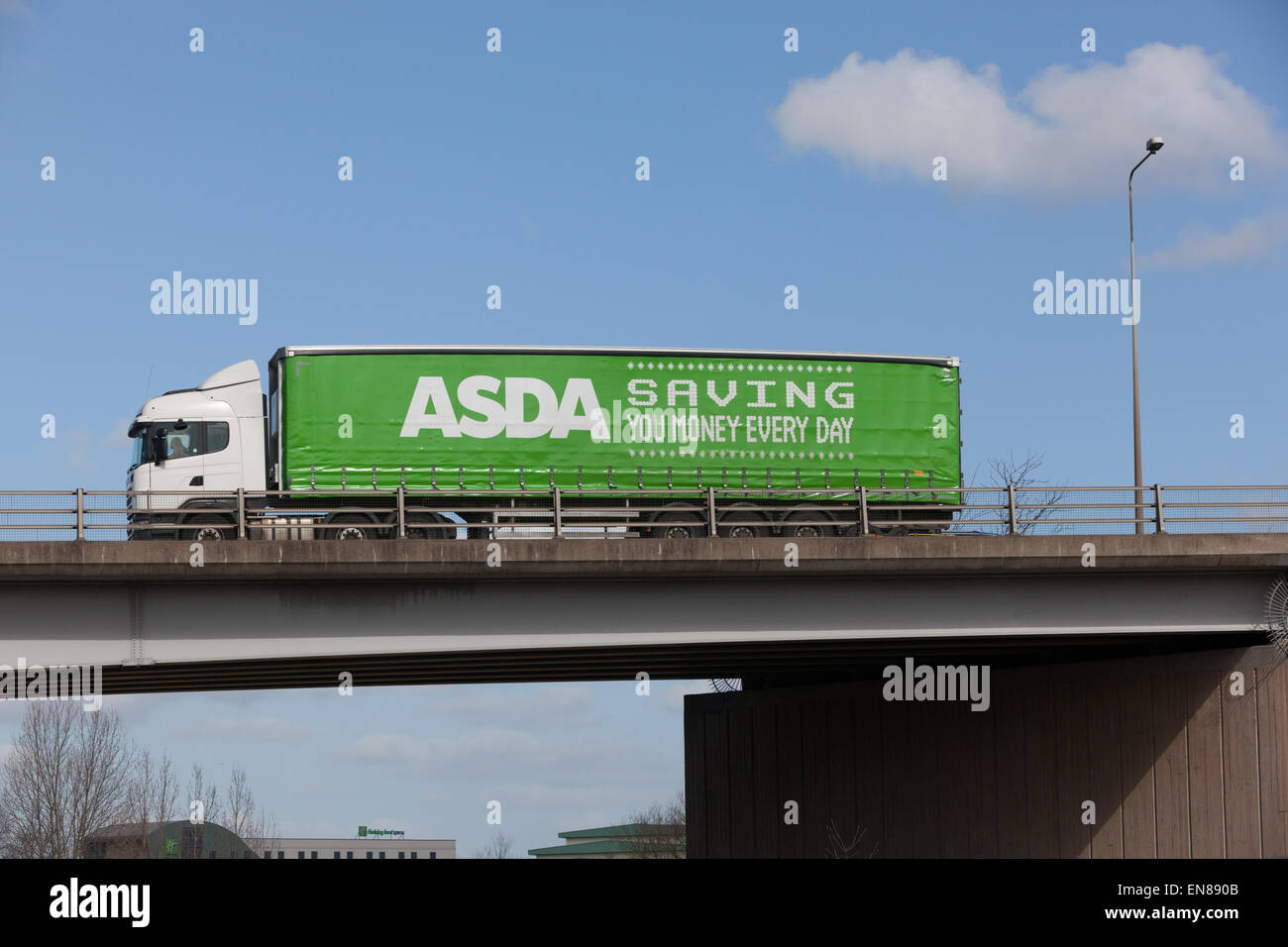 Asda supermarket truck travelling through the Midlands in the UK. Stock Photo