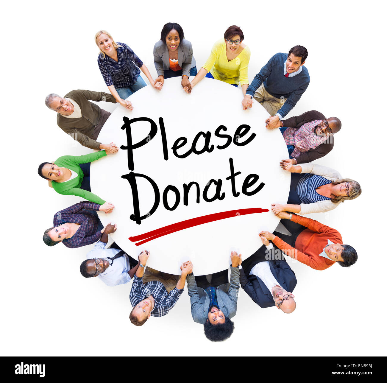 Hand Holding Please Donate Sign Stock Photo 191669165