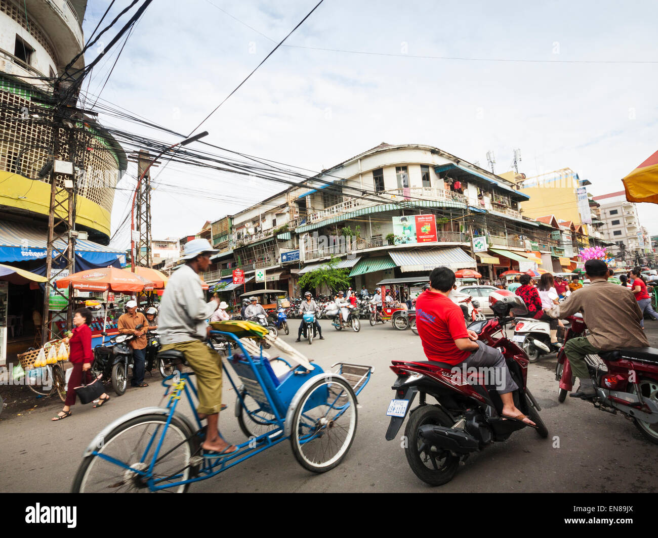 Street scene in Phnom Penh, Cambodia, Asia. Stock Photo