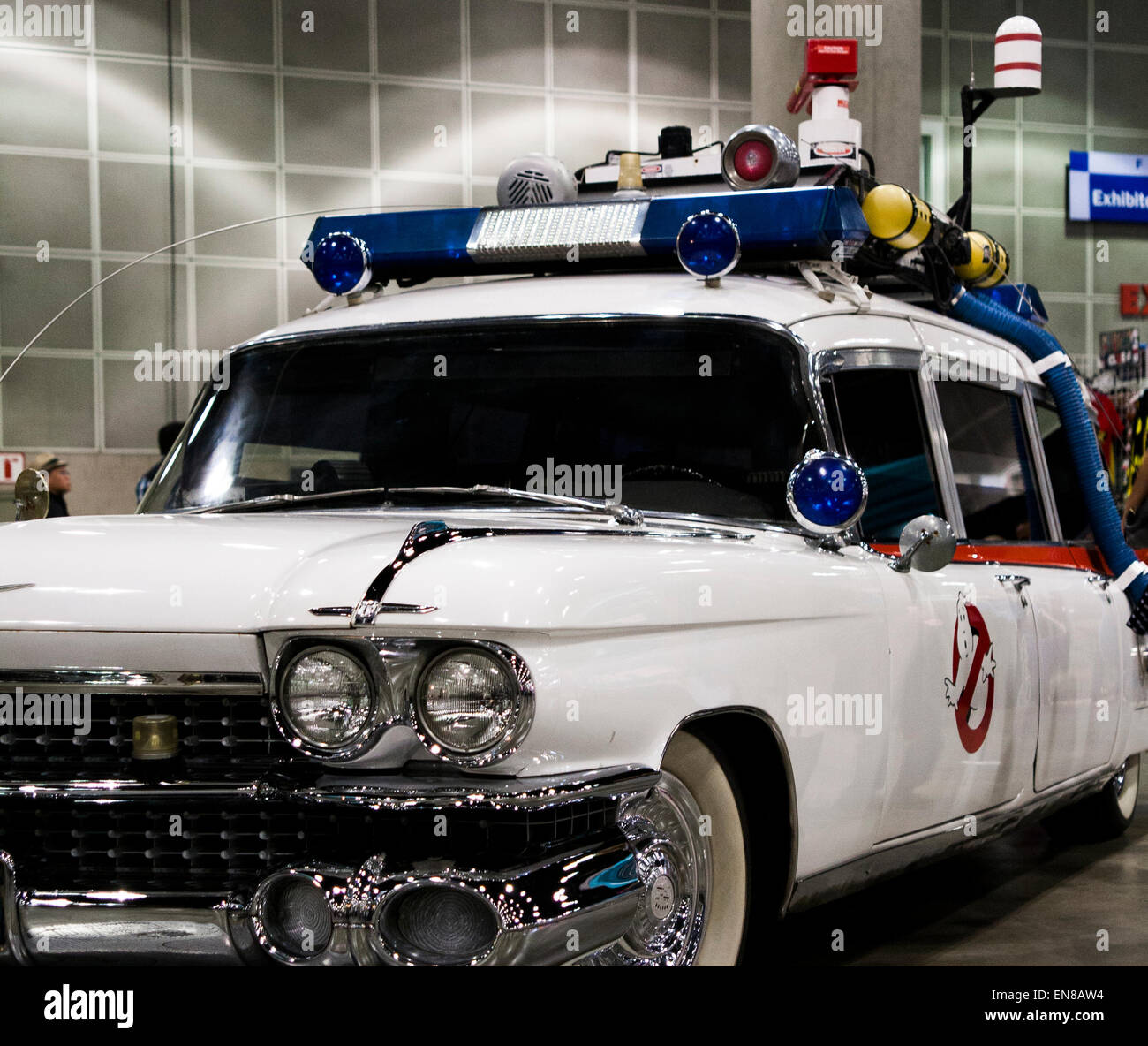 The original Ghostbusters station wagon from the movie on display at Stan Lee's Comikaze Expo in Los Angeles, California. Stock Photo