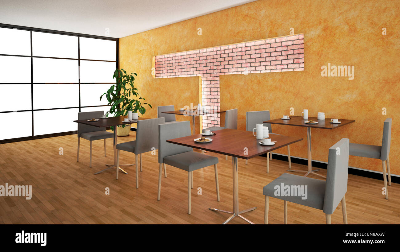 Interior rendering of a bar with textures Stock Photo - Alamy