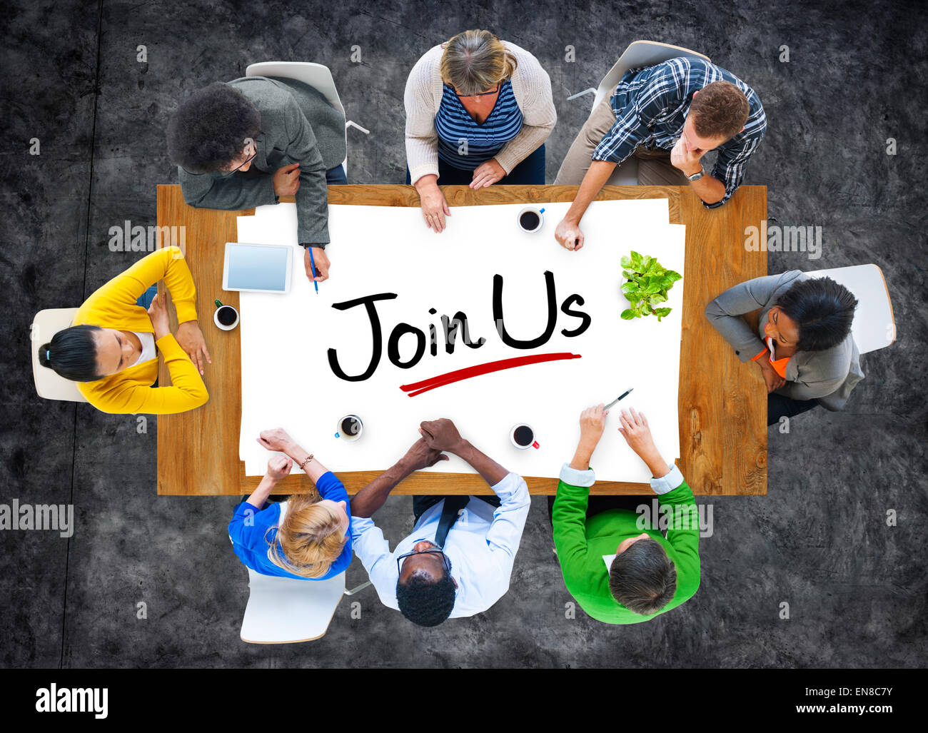 Multiethnic Group of People Discussing About Join Us Stock Photo - Alamy