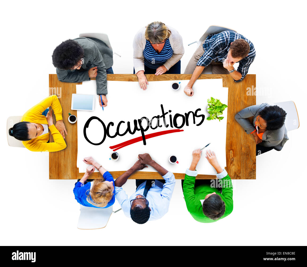 Group of People Brainstorming about Occupations Concept Stock Photo