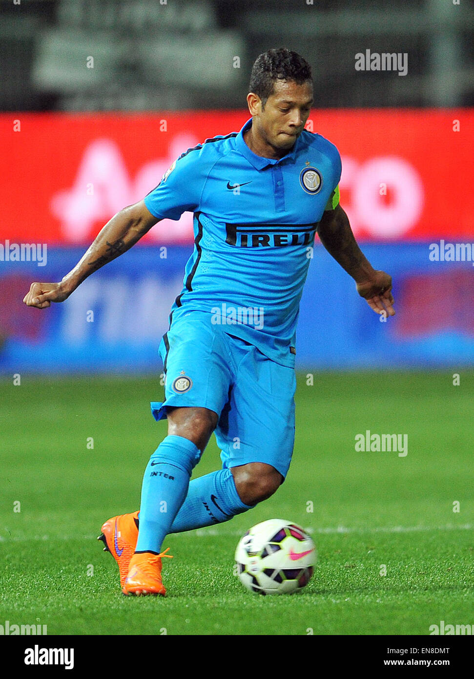 Udine, Italy. 28th April, 2015.  Inter Milan's midfielder Guarin controls the ball during the Italian Serie A football match between Udinese and Inter Milan on April 28, 2015, at Friuli Stadium. Credit:  Simone Ferraro / Alamy Live News Stock Photo