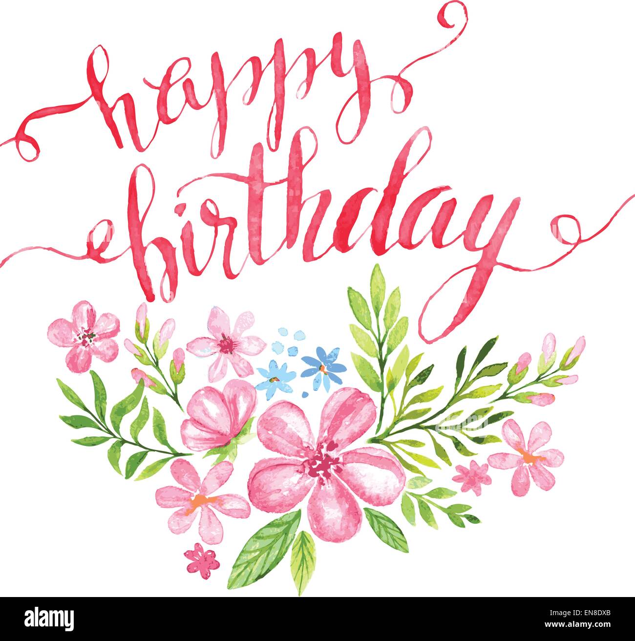 Happy Birthday Hand-drawn card. Vector illustration EPS 10 Stock Vector