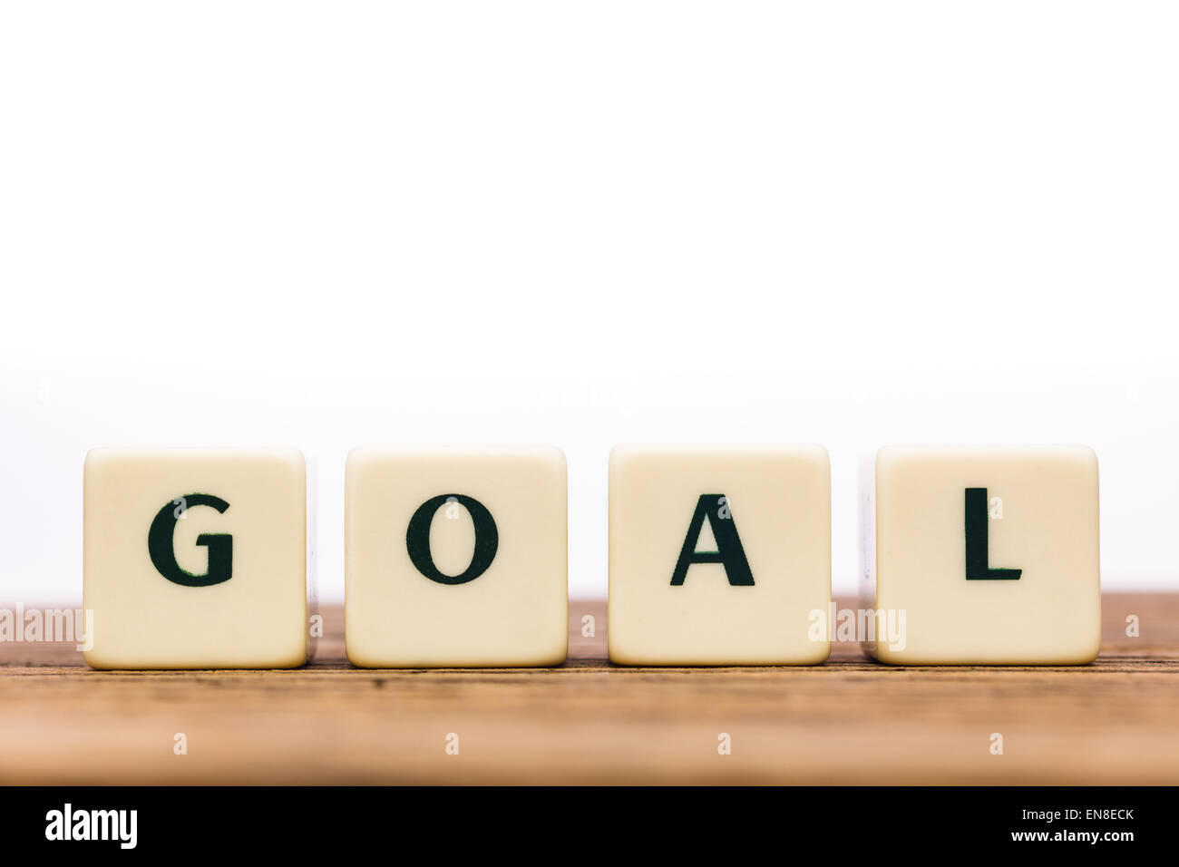 Dice or cube with letters word goal. Concept business, achievement