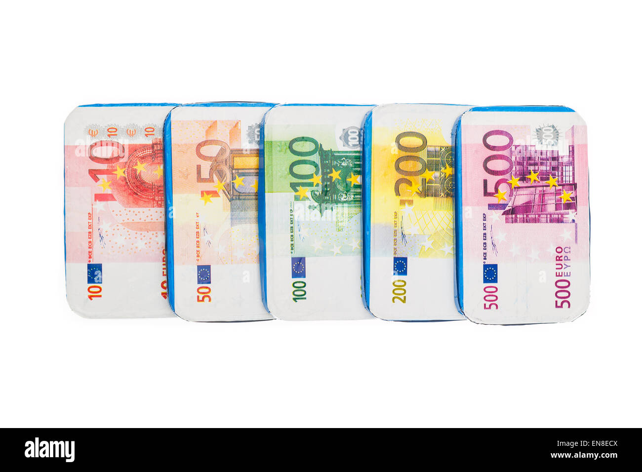 Fake euro banknotes of chocolate for Sinterklaas. Event in Holland, Netherlands and Belgium on 5 december. Stock Photo