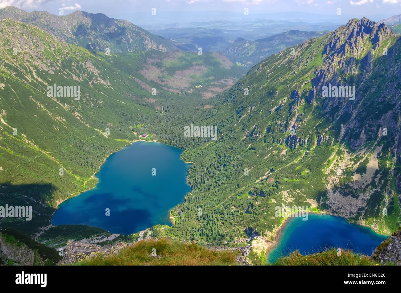 Two lakes in Polish Tatra Mountains. Stock Photo