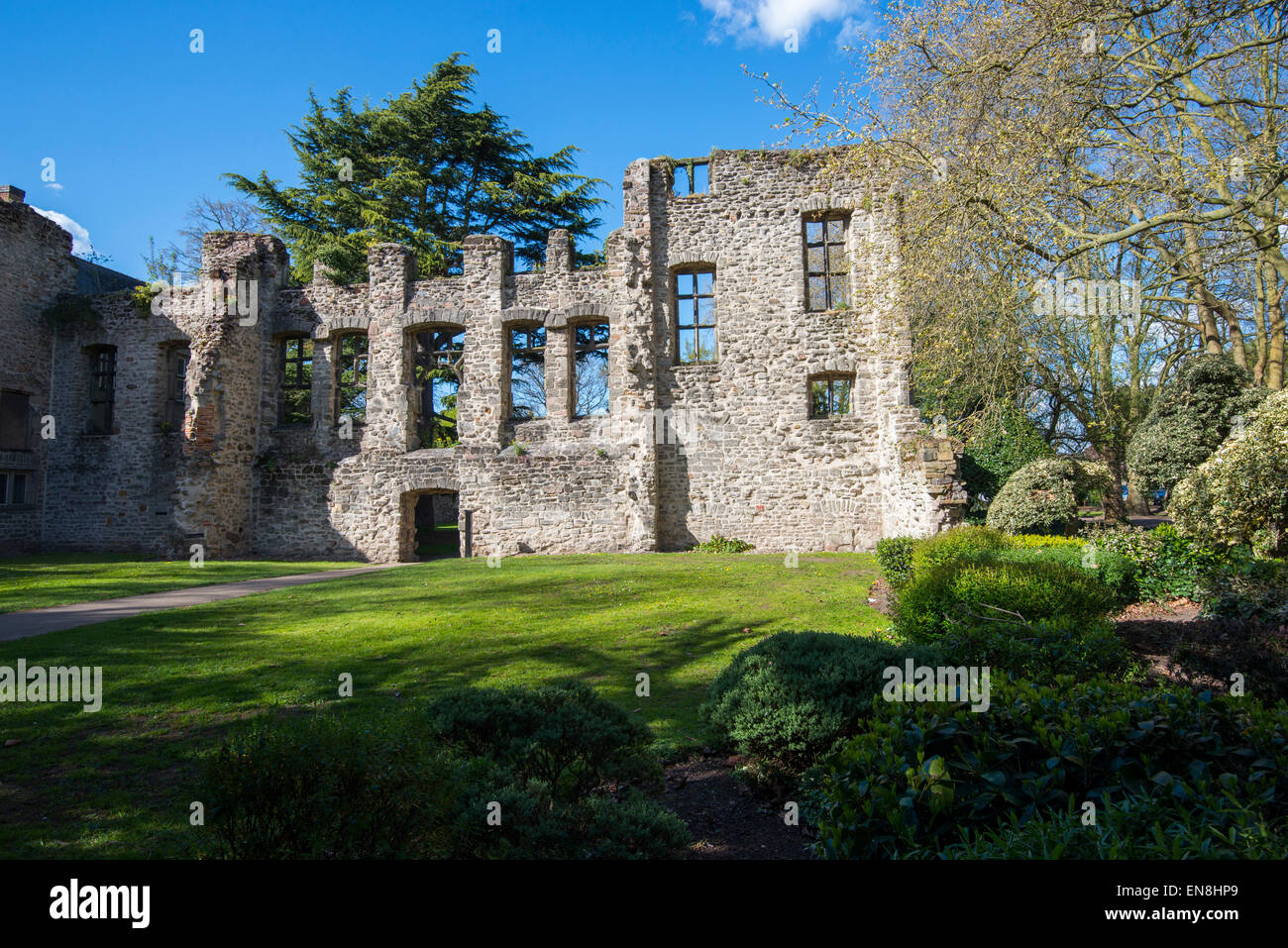 The Ruins of Cavendish House in Abbey Park in Leicester, Leicestershire England UK Stock Photo