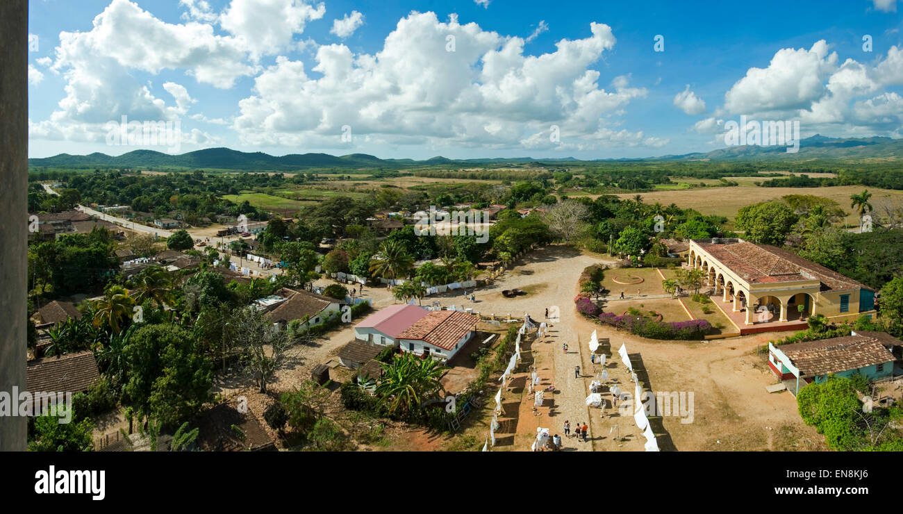 Horizontal panoramic view of the countryside at Valle de los Ingenios. Stock Photo