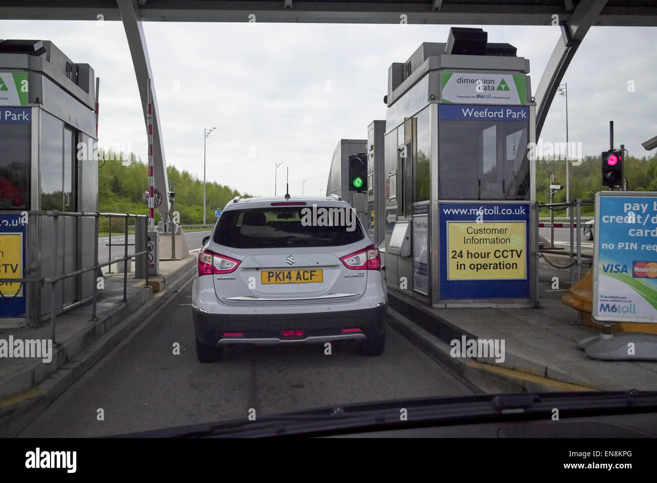 approaching M6 toll road booth motorway england uk Stock Photo