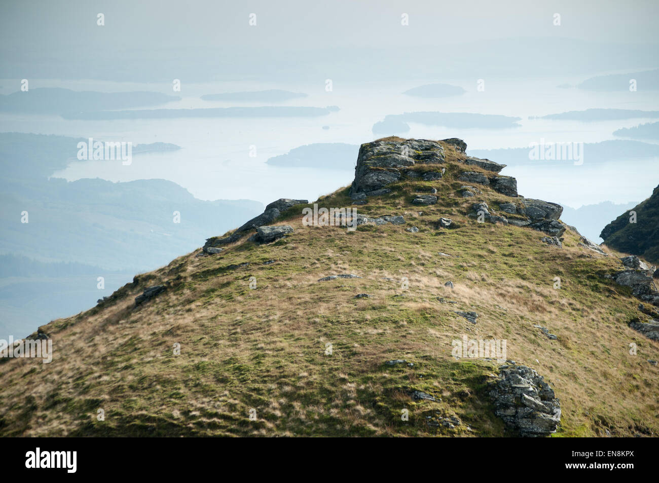 Ben Lomond landscape, hill and rocks with a view on the loch in the background Stock Photo Alamy