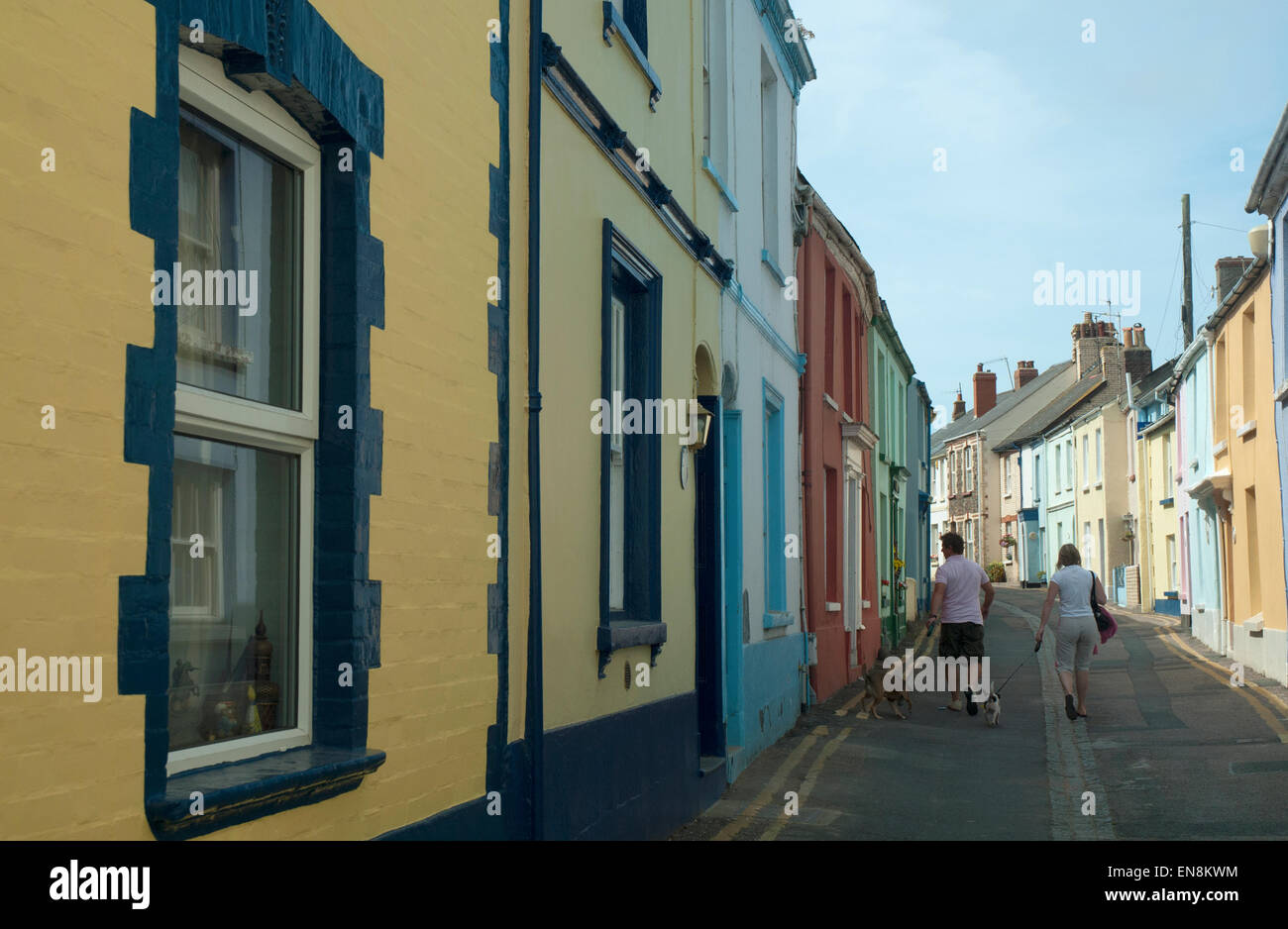 A street of colourful cottages, Appledore, Devon, United Kingdom Stock