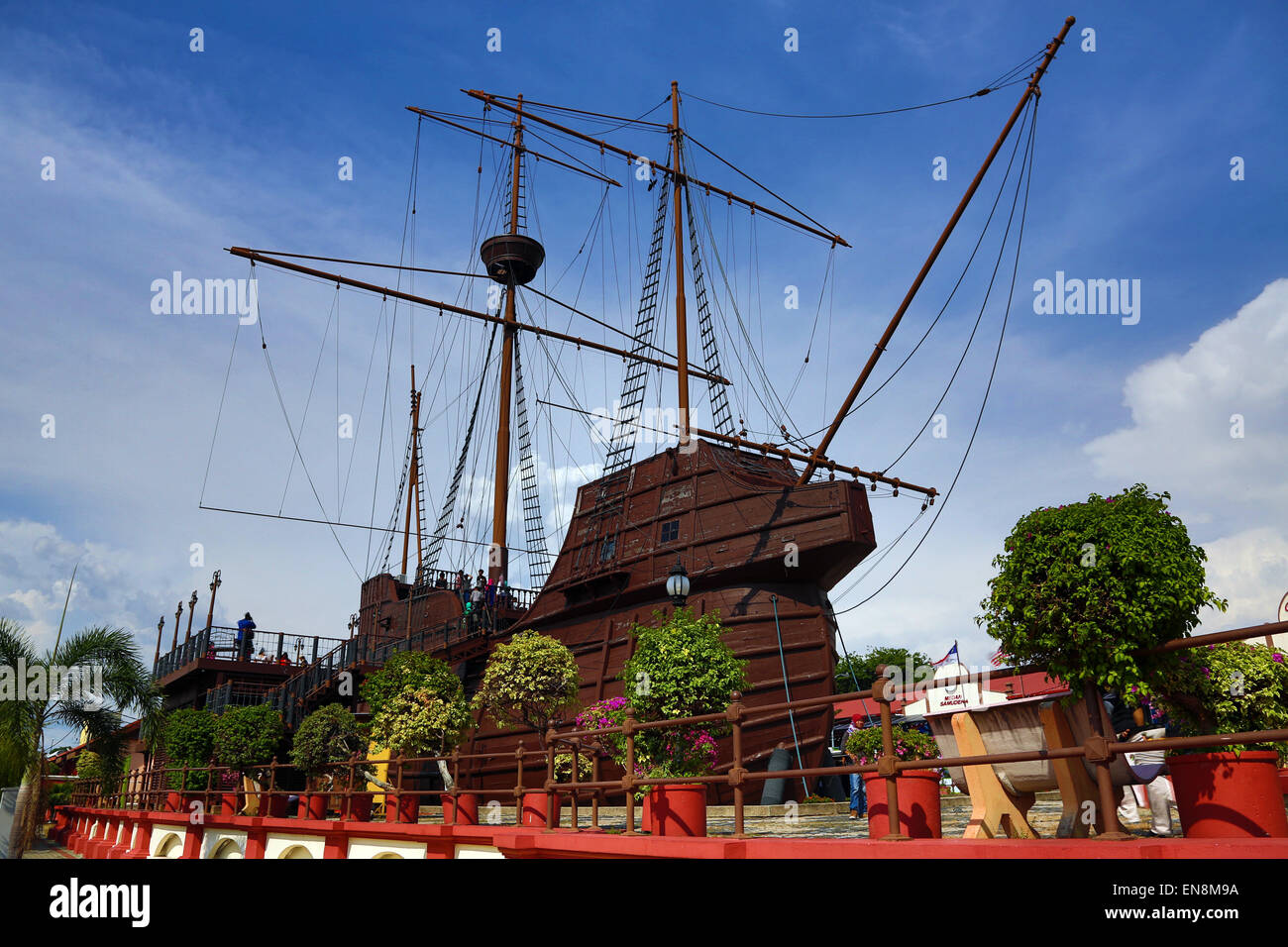 Malacca Maritime Mueum in a replica of the Flora de la Mar sailing ship in Malacca, Malaysia Stock Photo