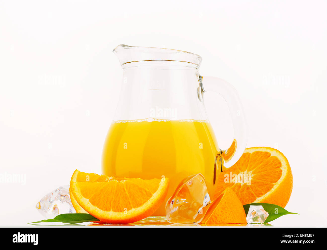 Fresh orange juice in a glass jug Stock Photo Alamy