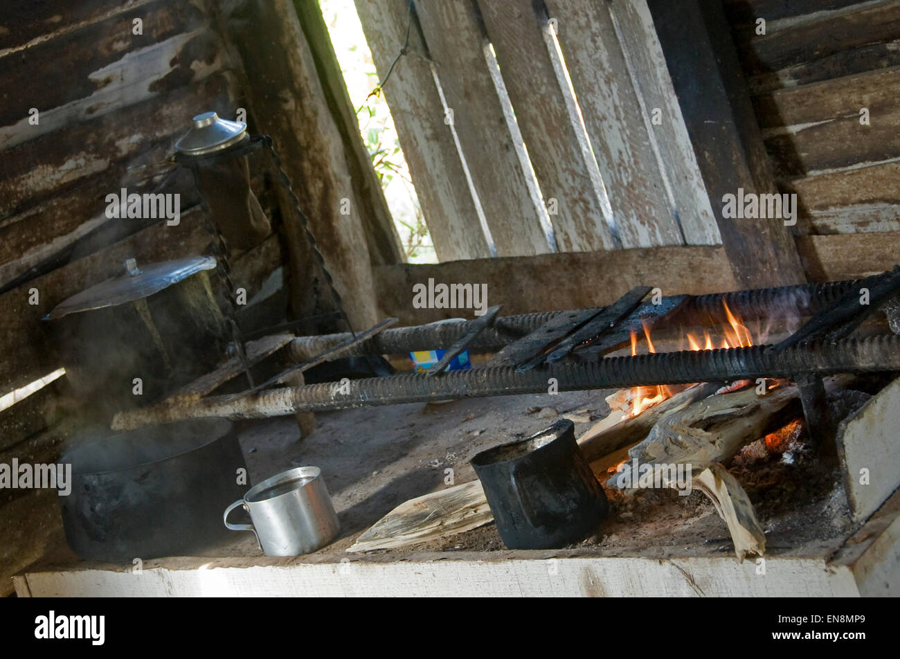 Horizontal view of an open flame stove in a farm kitchen in Cuba Stock Photo Alamy