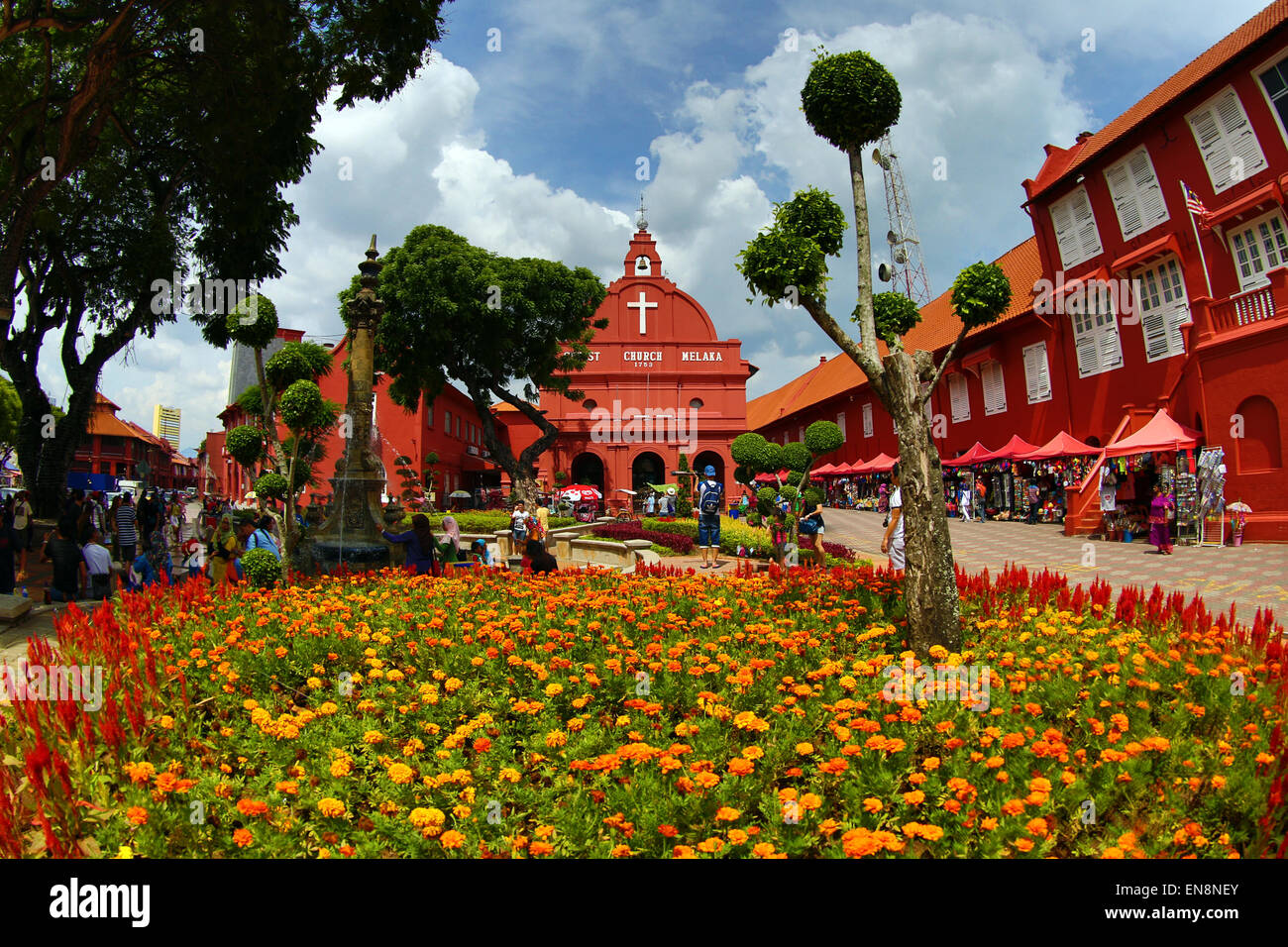 Christ Church in Dutch Square, known as Red Square, in Malacca, Malaysia Stock Photo