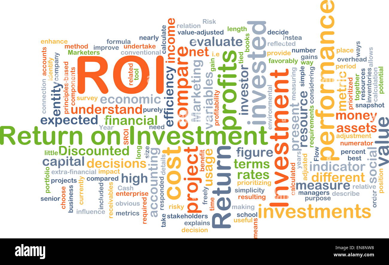 Background concept wordcloud illustration of return on investment ROI ...
