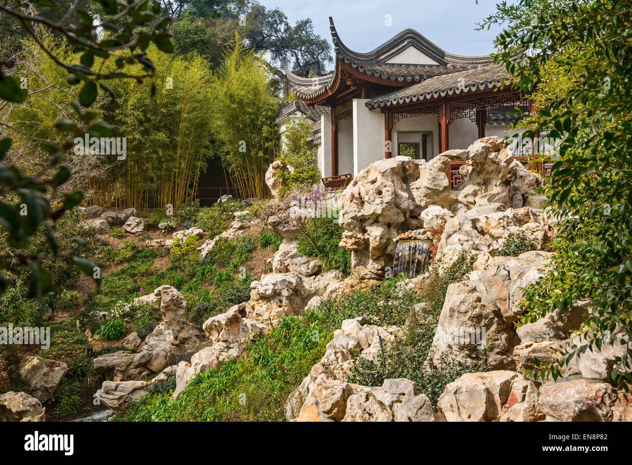 Exterior of the Chinese Garden at the Huntington. Stock Photo