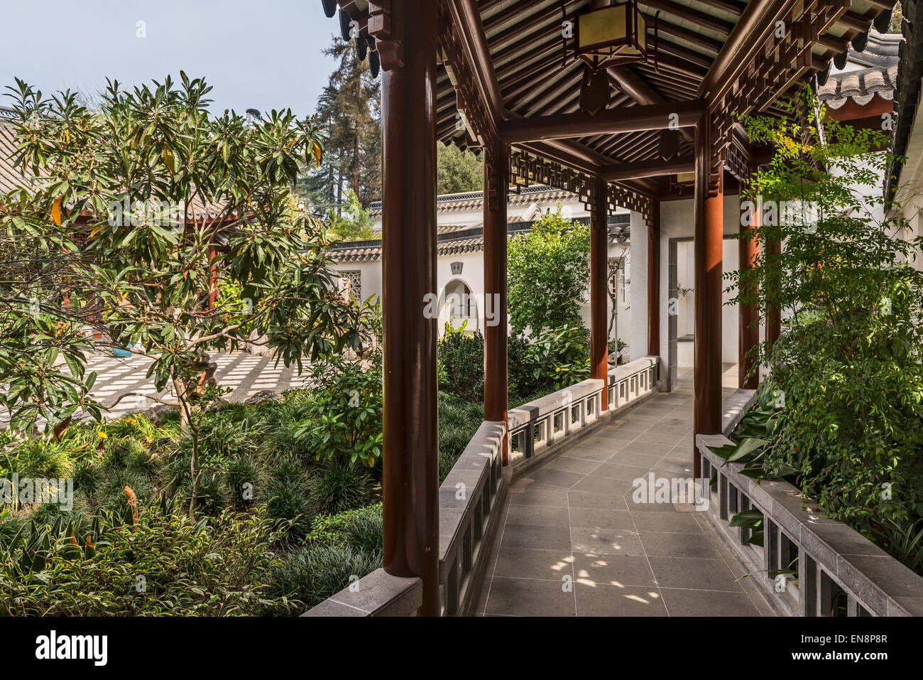 Winding Pavilion Path In The Chinese Gardens At The Huntington