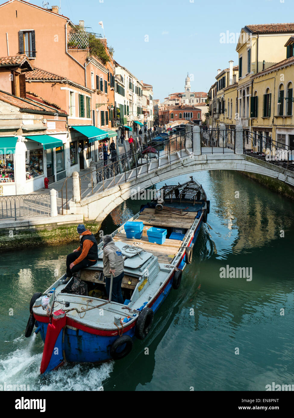 Visitors & locals enjoy Venice, Italy, the City of Canals Stock Photo