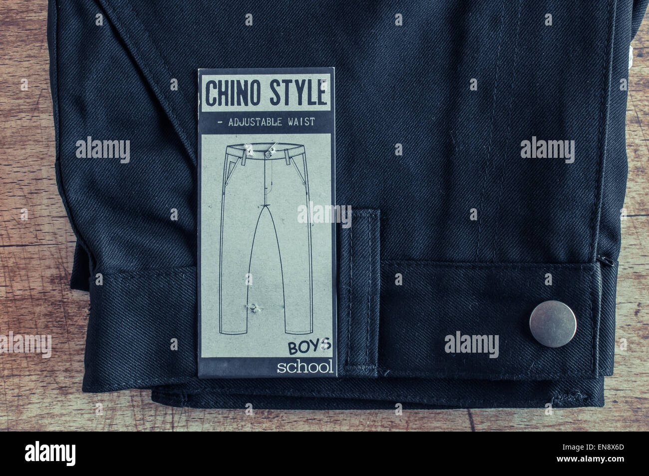 Black Chino style school trouser close up Stock Photo