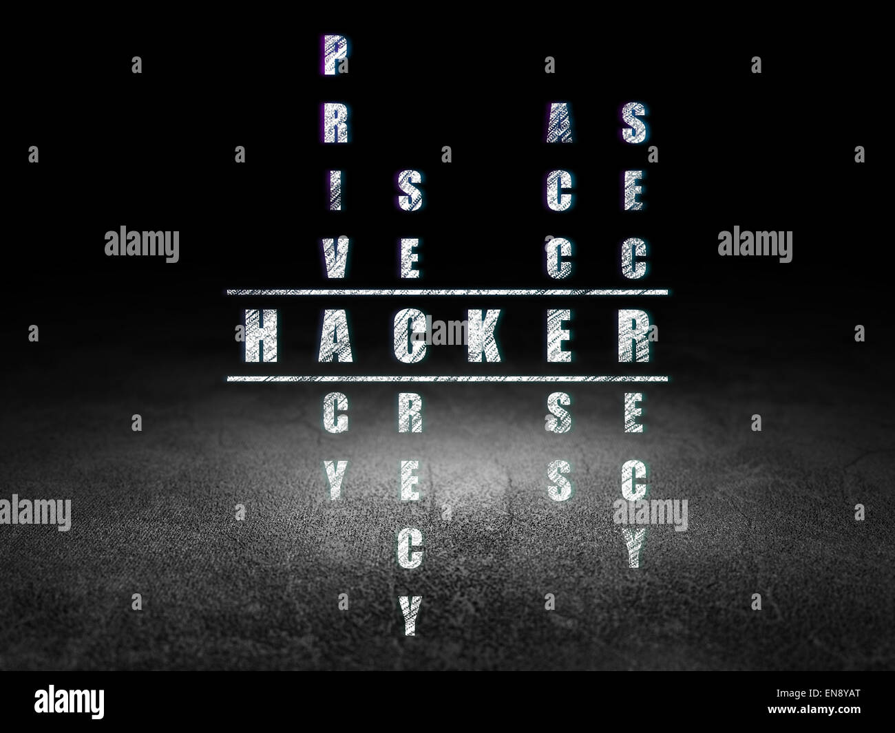 Protection concept word Hacker in solving Crossword Puzzle Stock Photo