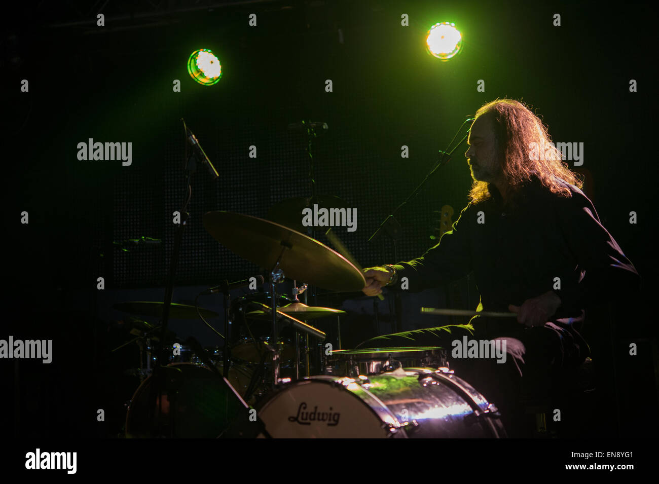Paul May, drums by Duke Garwood Band, Orion Club, Ciampino, Rome, Italy 5-03-2015 Stock Photo