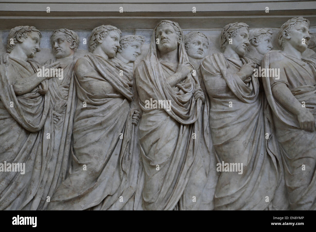 Italy. Rome. Ara Pacis Augustae. Altar dedicated to Pax. 13-9 BC. Processional frieze. Nord side. Stock Photo
