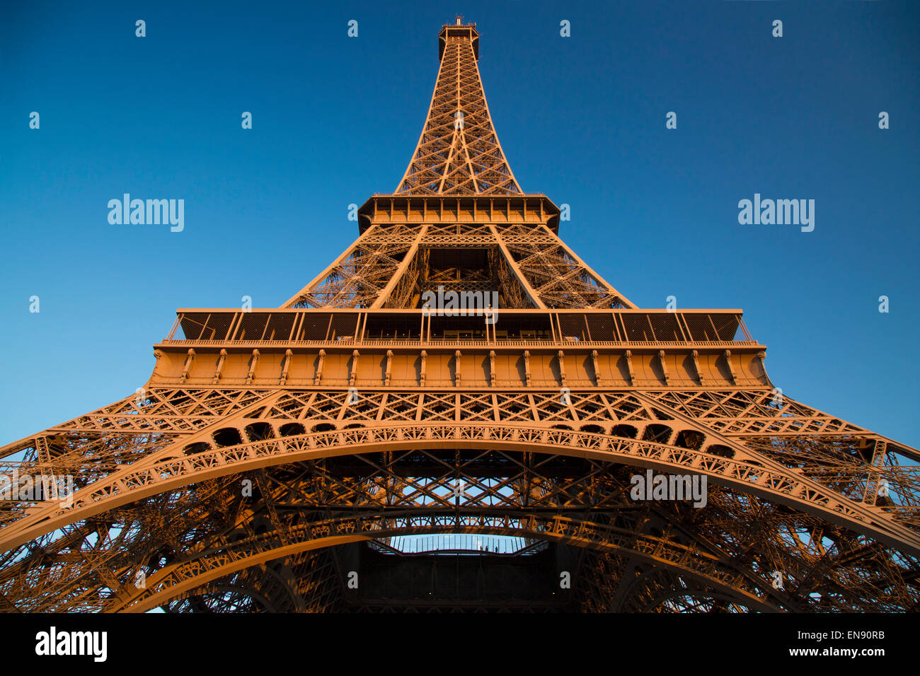 Glow of sunset on the Eiffel Tower, Paris, France Stock Photo Alamy