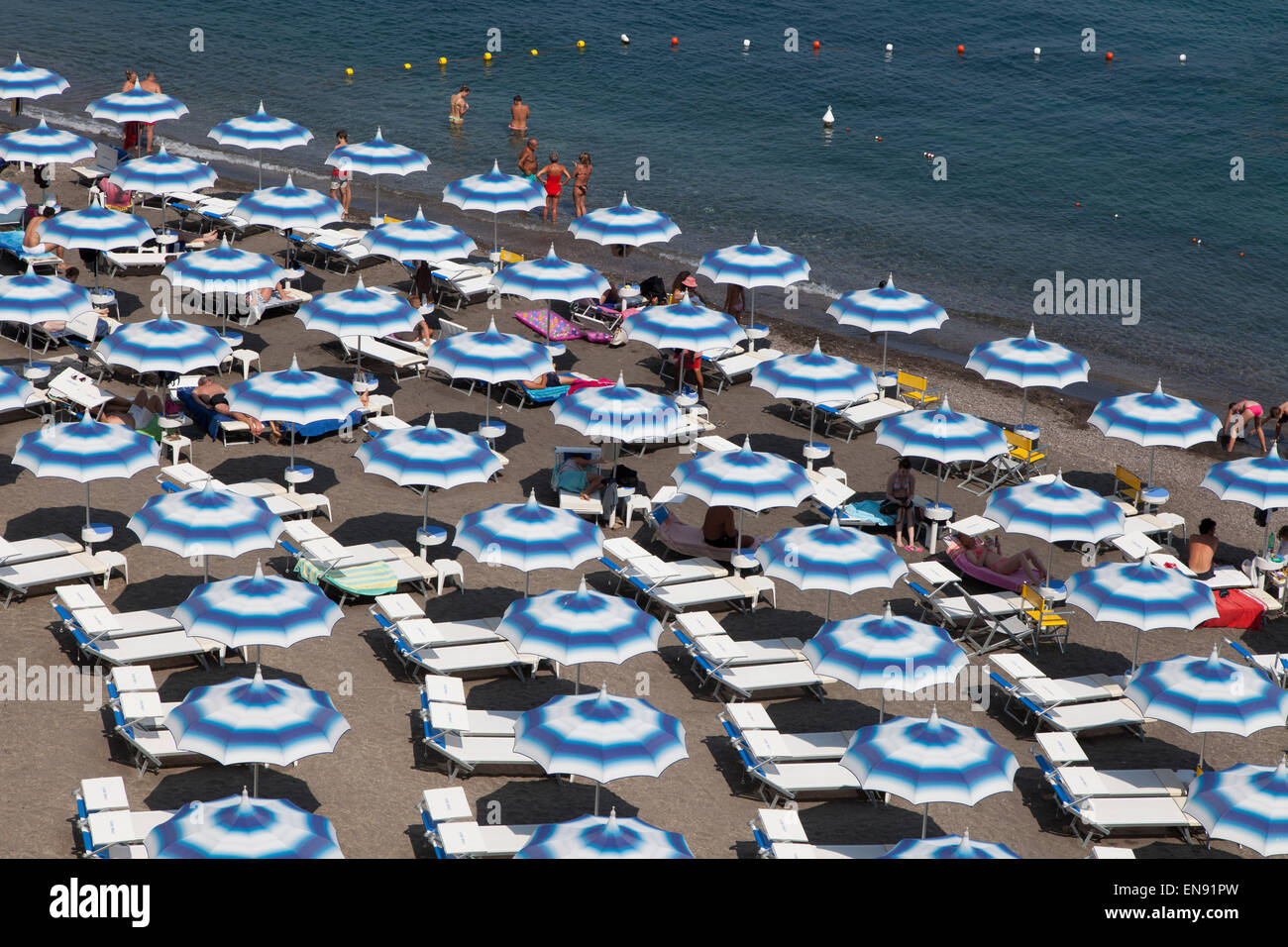 umbrellas on the Amalfi Coast Stock Photo