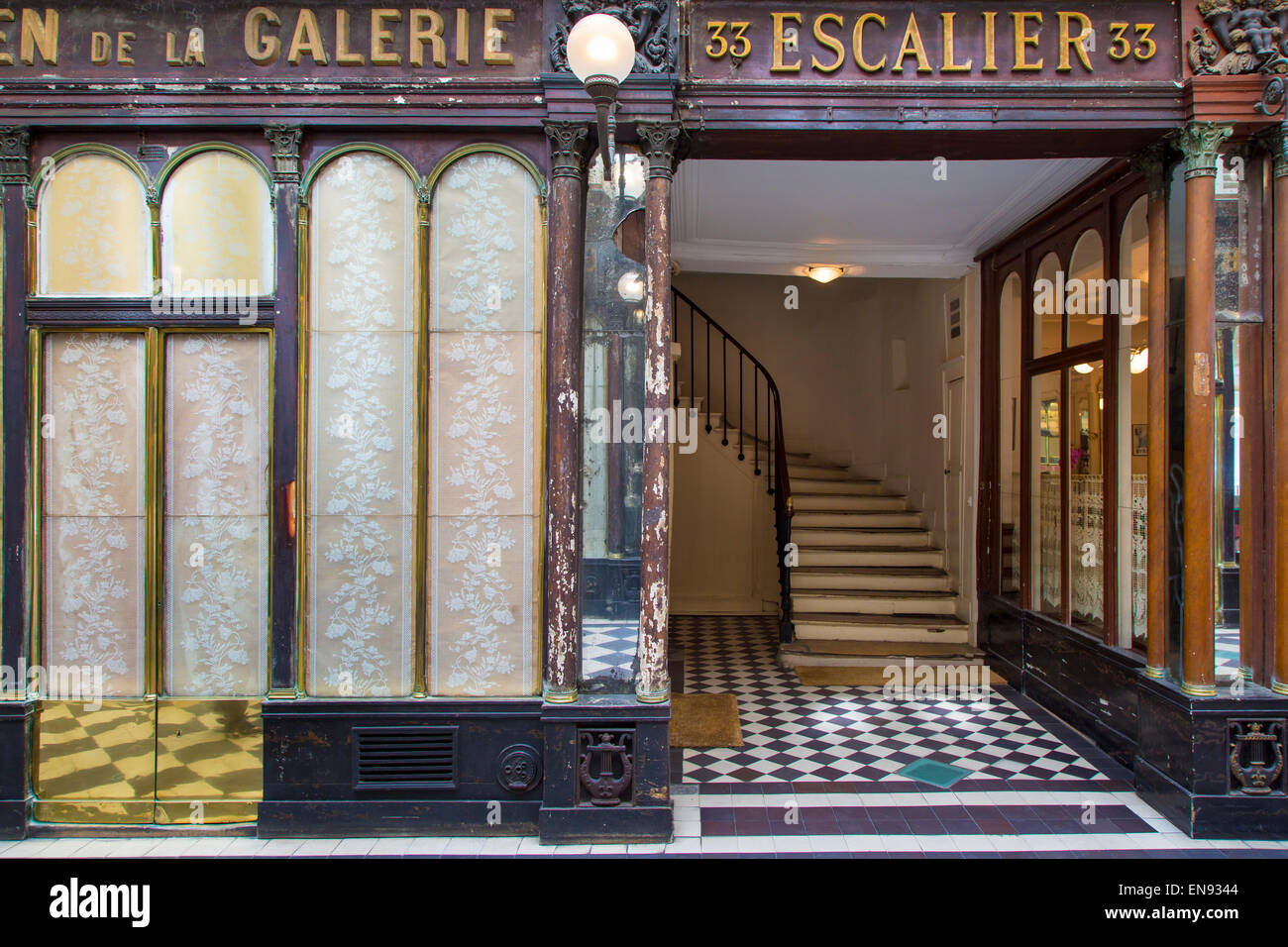 Stairway inside the Vero-Dodat Passage, Paris, France Stock Photo