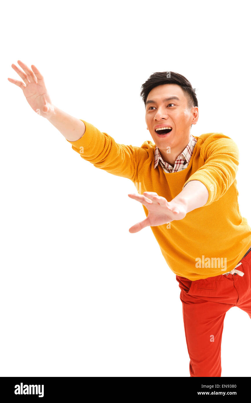 Young guy doing gestures Stock Photo