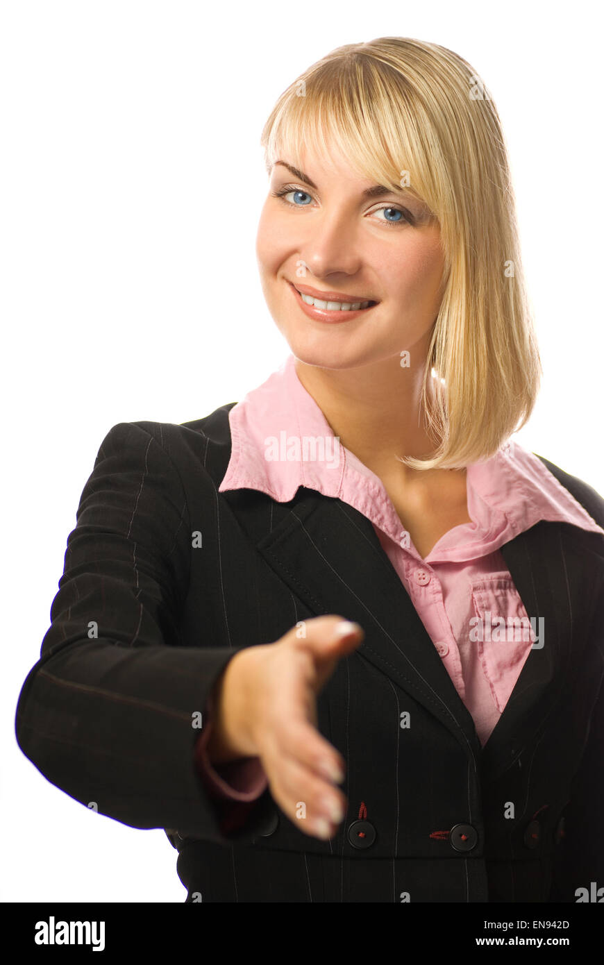 Beautiful business woman isolated on white background Stock Photo - Alamy